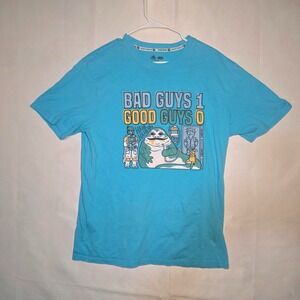 Star Wars Bad Guys 1 Good Guys 0 T-Shirt Men's Medium Blue Jabba Disney Licensed
